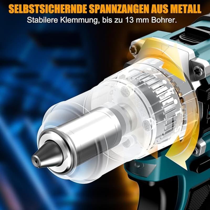 Akkuschrauber Set Akku-Bohrmaschine mit 2 x 2500 mAh Akku 55Nm Max Schlagbohrmaschine Drehmoment – 4
