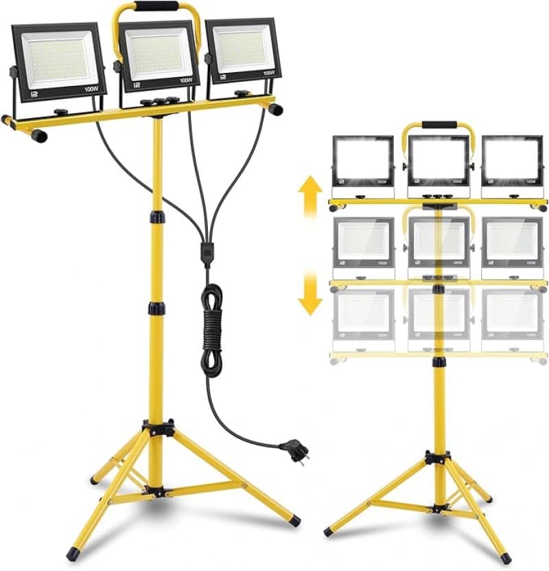 LED Baustrahler 300 W 6500 K einstellbare Richtung 230 V Kaltweiss Scheinwerfer 30000lm