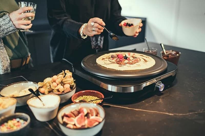 Crepes-Maker für süße Crêpes und herzhafte Galettes Crêpes Maker mit abnehmbarer XXL-Grillplatte