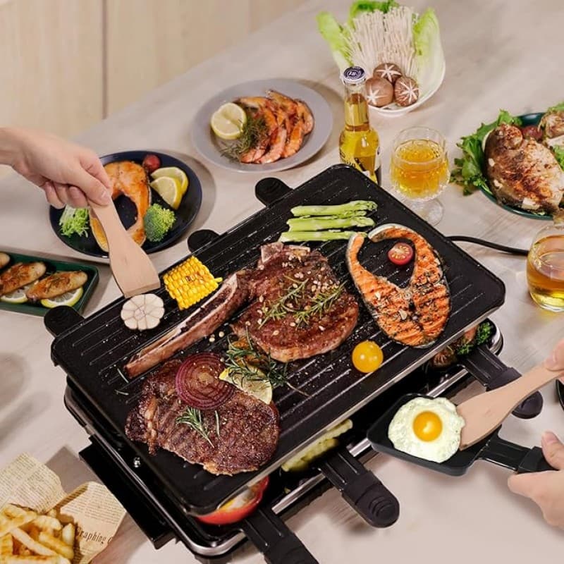 Raclettegrill elektrischer Tischgrill Raclette Elektrogrill antihaftbeschichtet wendbare Grillplatte – 3