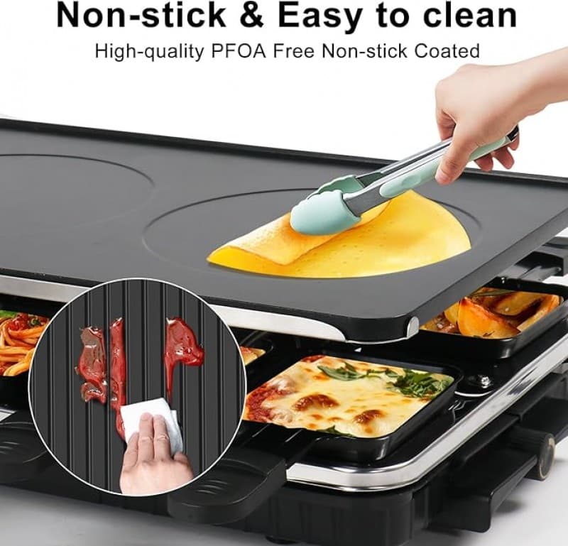 Raclettegrill elektrischer Tischgrill Raclette Elektrogrill antihaftbeschichtet wendbare Grillplatte – 4