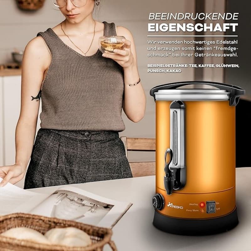 Glühweinkocher 6,8 L Glühweinkessel Glühweinautomat Zapfhahn Teekocher Kaffeekocher Kakaokocher – 2