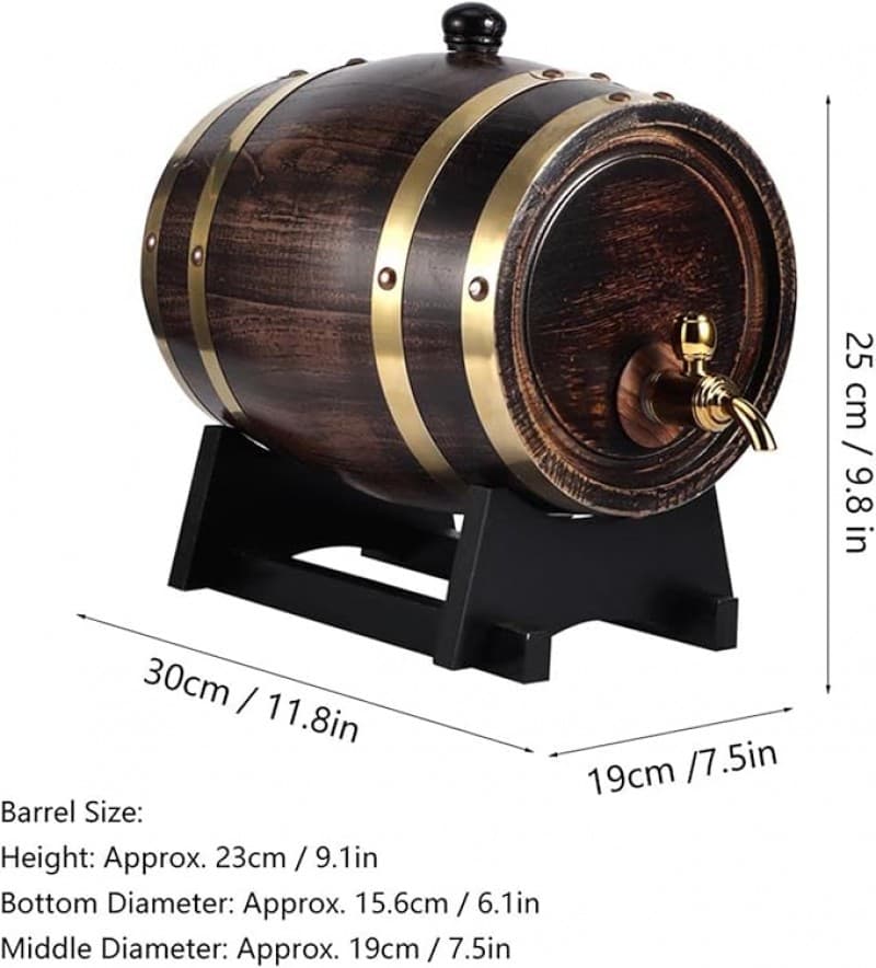 Weinfass 3l Eiche Vintage Rotwein Eimer Container mit Zapfhahn hölzernes Weinbrand Whisky Fass 30 x – 2