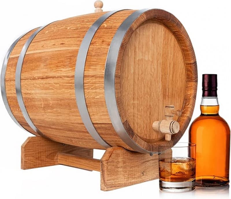 Schnapsfass 10l Weinfass für Wein und Whiskey Holzfass für Alkohol aus Eiche Getränkespender Alkohol – 2