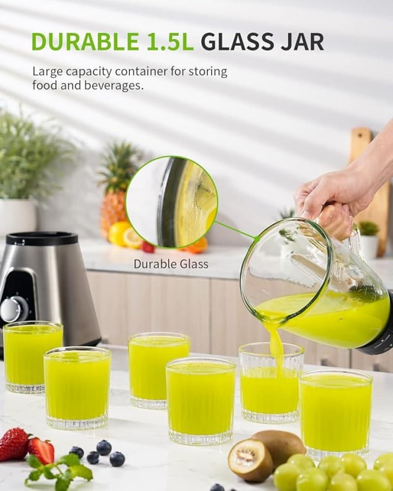 Campingmixer Standmixer 2-1 Smoothie Maker Hochleistungsmixer 1200 W Mixer mit 1,5L Glaskrug und 650 – 4