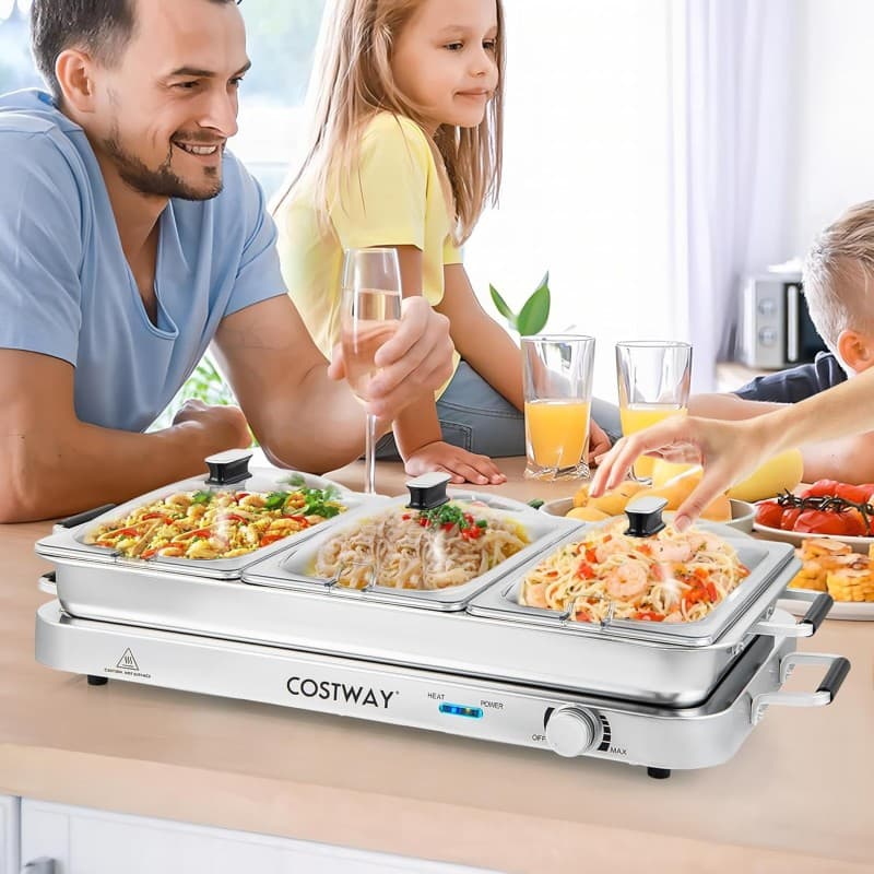 Warmhaltegerät 3 in 1 Warmhalteplatte Speisenwärmer Wärmebehälter Buffetwärmer elektrisch 9 L mit Te – 4