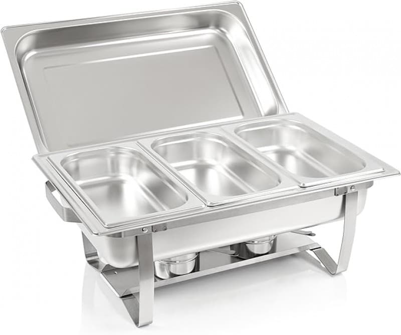 Warmhaltebehälter Speisenwärmer Wärmebehälter Rechaud für Catering Buffet und Party 3 Einsätze – 2