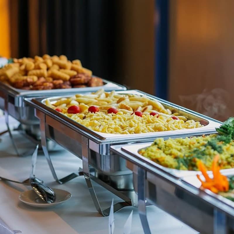 Buffetwärmer 4er Speisenwärmer 4er-Pack 9-l-Chafing-Dish-Set aus Edelstahl Buffet-Suppenwärmer mit 2 – 3