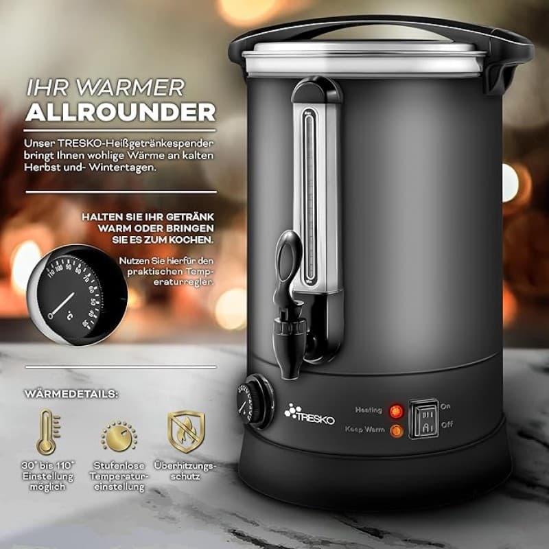 Punschkocher Glühweinkocher 30 L / 2500 W Edelstahl Glühweinkessel Glühweinautomat Heißgetränkeautom – 2