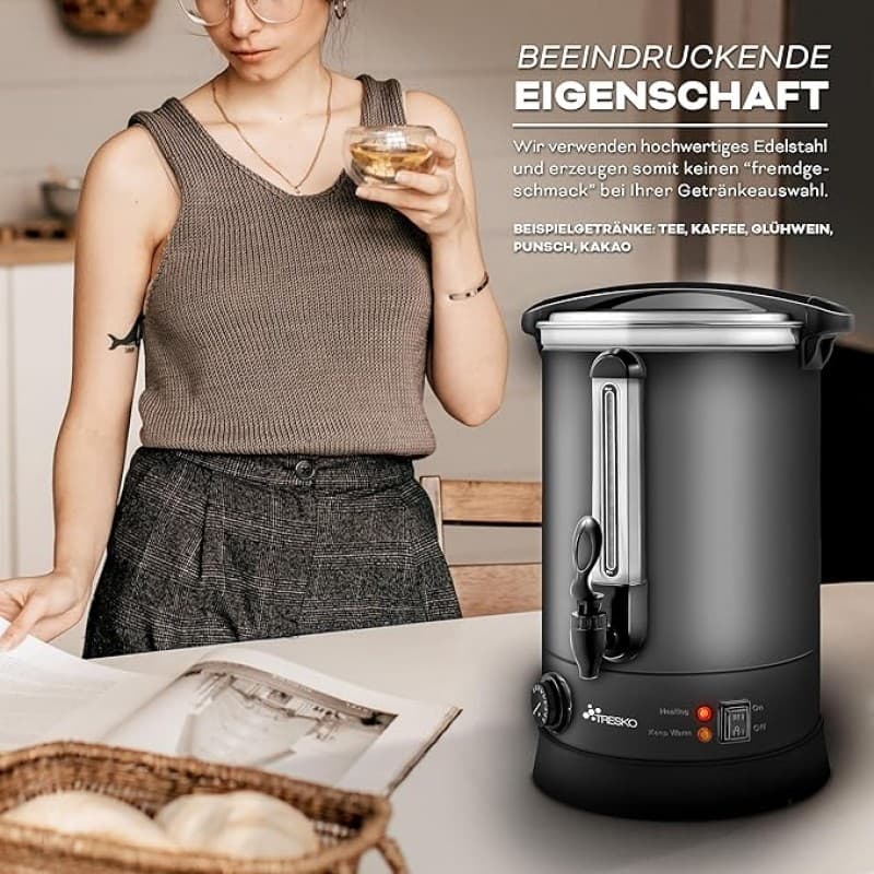 Punschkocher Glühweinkocher 30 L / 2500 W Edelstahl Glühweinkessel Glühweinautomat Heißgetränkeautom – 3