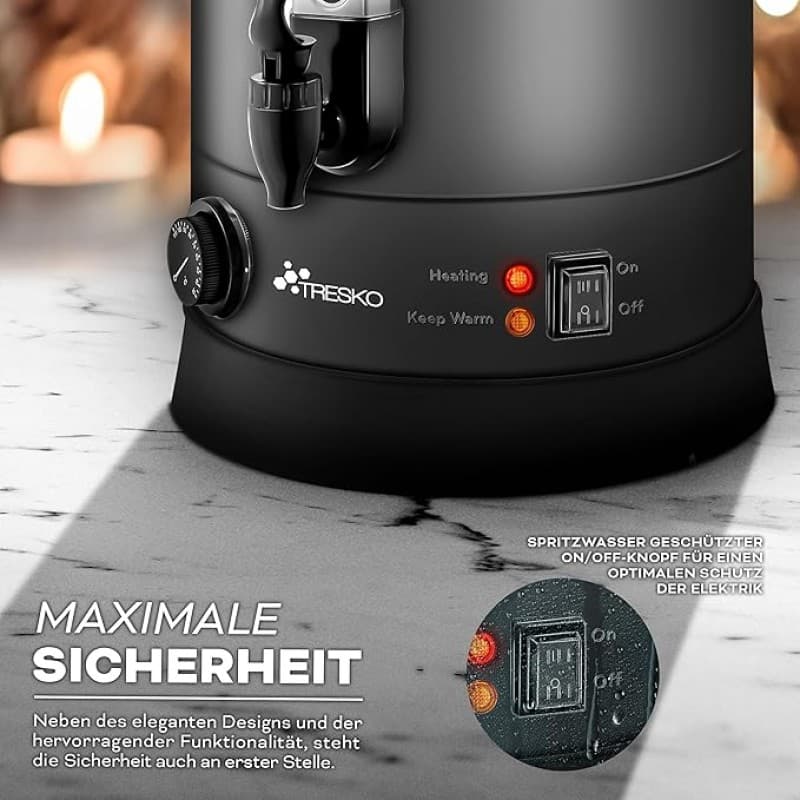 Punschkocher Glühweinkocher 30 L / 2500 W Edelstahl Glühweinkessel Glühweinautomat Heißgetränkeautom – 5
