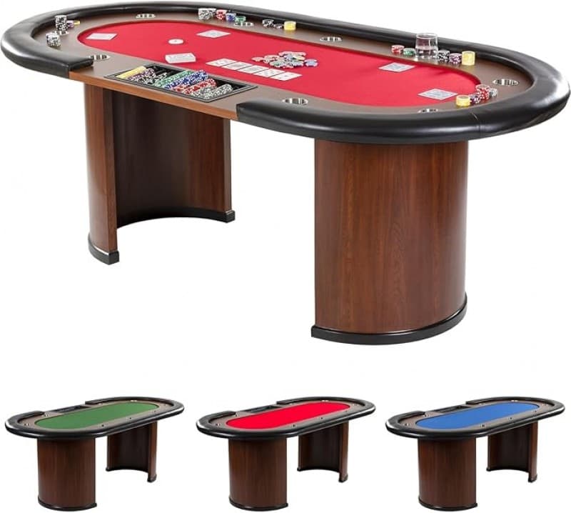 Pokertisch Royal Flush komplett 213 x 106 x 75 cm Gewicht 58 kg 9 Getränkehalter gepolsterte Armaufl