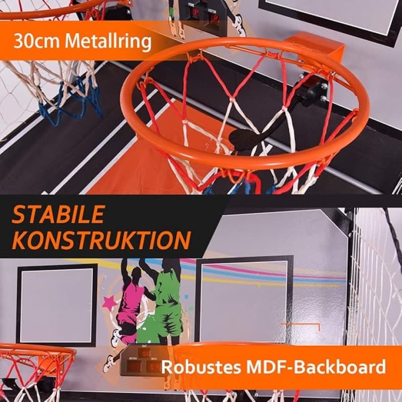 Basketballspiel 2er Basketballautomat Wurfmaschine elektrischer Basketballständer faltbar 4 Bälle 8 – 4