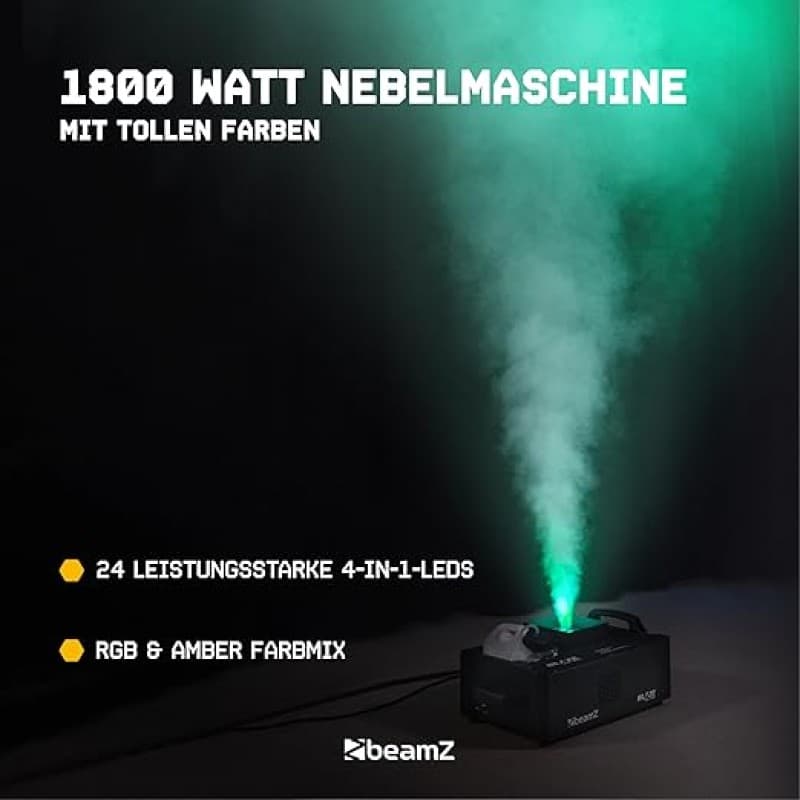Nebelmaschine 1800 Watt = 350m³/Minute vertikal und horizontal Rauchmaschine Lichteffekt mit 24 x 4 – 2