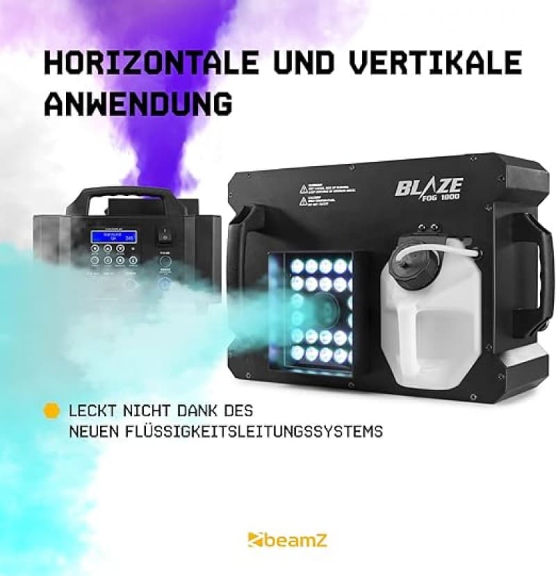 Nebelmaschine 1800 Watt = 350m³/Minute vertikal und horizontal Rauchmaschine Lichteffekt mit 24 x 4 – 4