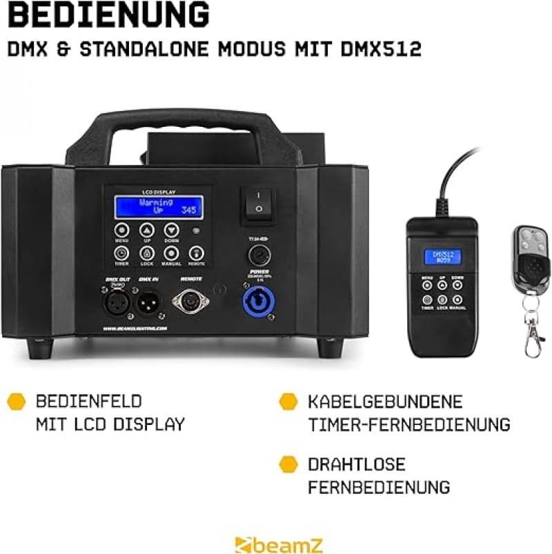 Nebelmaschine 1800 Watt = 350m³/Minute vertikal und horizontal Rauchmaschine Lichteffekt mit 24 x 4 – 5