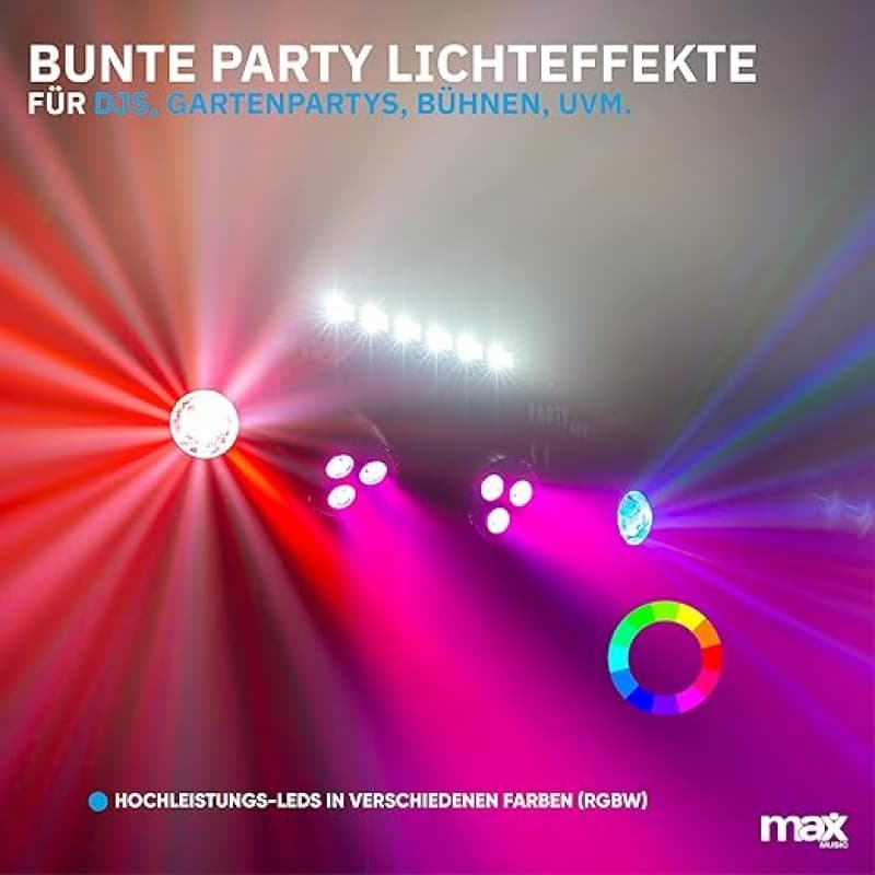 Discolicht Partylicht, Bühnenlicht-Set mit Stativ, DJ-Licht, Lichteffekte musikgesteuert, DMX, 2 Jel – 3