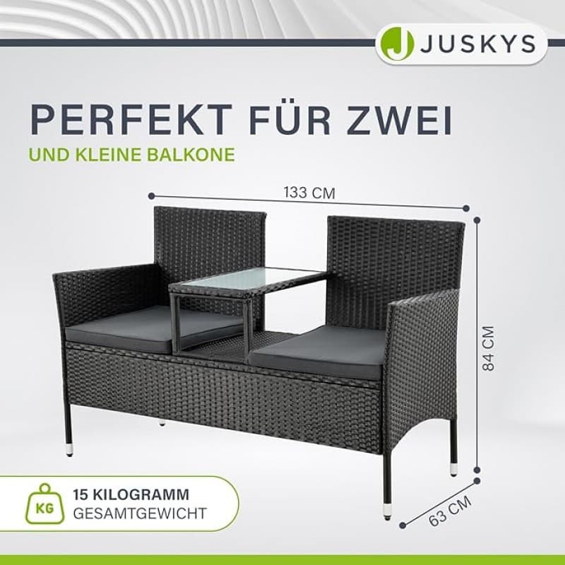 Messemöbel Polyrattan Sitzbank Monaco mit integriertem Tisch für 2 Personen 63 x 133 x 84 cm – 2