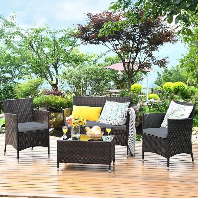 Kundenlounge Messemöbel Outdoormöbel Sets Gäste Lounge Set Rattan Sitzmöbel Sitzgruppe für 4 Persone – 3