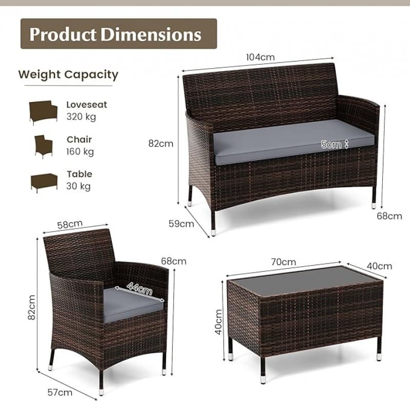 Kundenlounge Messemöbel Outdoormöbel Sets Gäste Lounge Set Rattan Sitzmöbel Sitzgruppe für 4 Persone – 5