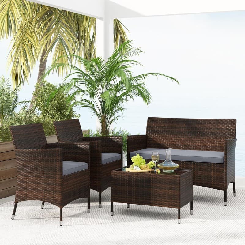 Kundenlounge Messemöbel Outdoormöbel Sets Gäste Lounge Set Rattan Sitzmöbel Sitzgruppe für 4 Persone