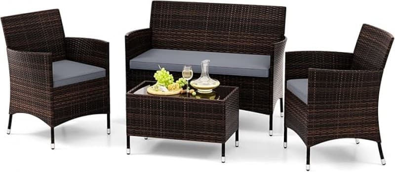 Kundenlounge Messemöbel Outdoormöbel Sets Gäste Lounge Set Rattan Sitzmöbel Sitzgruppe für 4 Persone – 2