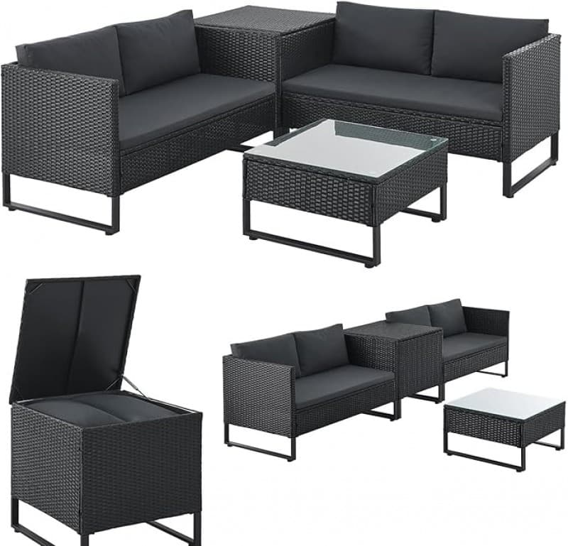 Gästesitzecke Kundensitzecke Messemöbel 4 Personen Polyrattan Lounge Messelounge mit Beistelltisch A – 2