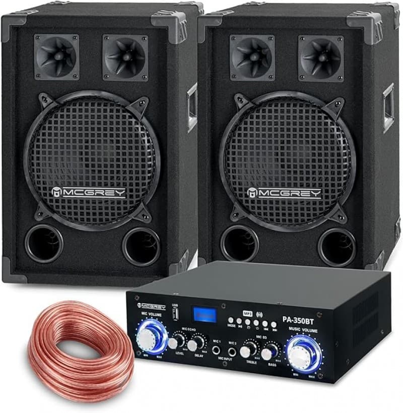 Musikanlage PA-Set DJ-System Einsteigerset Anlage mit Partylautsprechern 2 x 400 W Lautsprecher Blue
