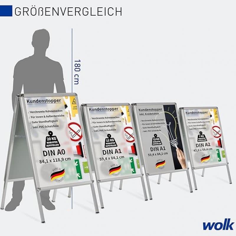 Kundenstopper Gehwegaufsteller Werbetafel Plakatständer für zwei Plakate aus Aluminium inkl. PVC-Sch – 2