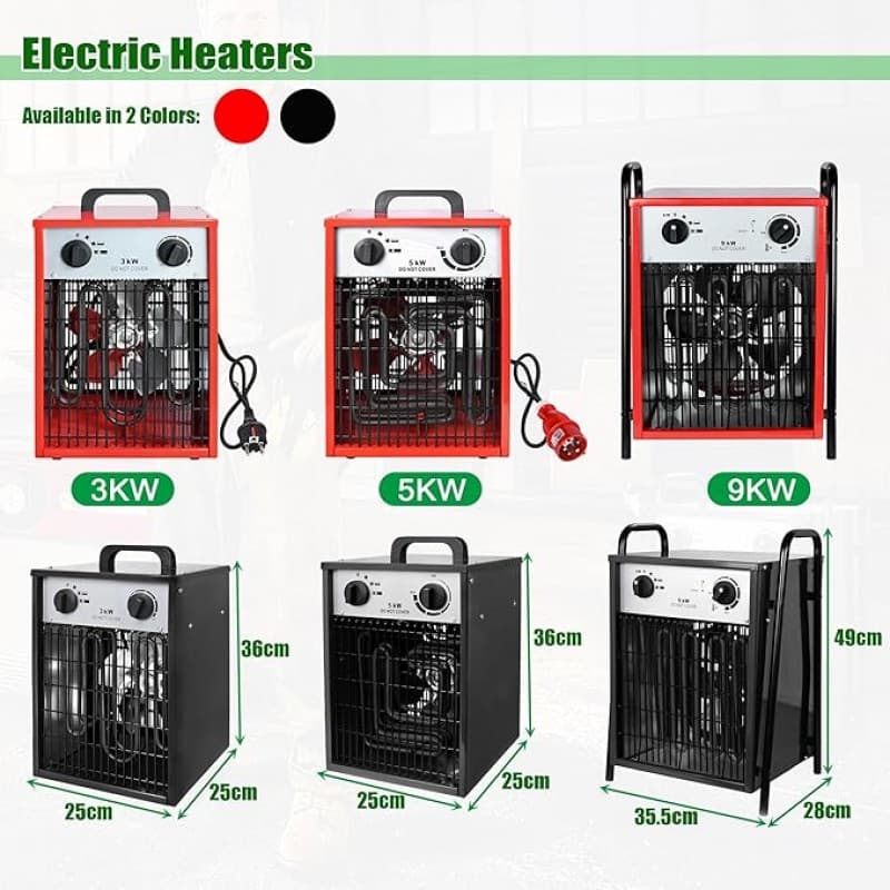 Heizlüfter 9000 W Heizgerät mit 4 einstellbarer Heizstufen Überlastschutz Elektroheizkörper tragbare – 2