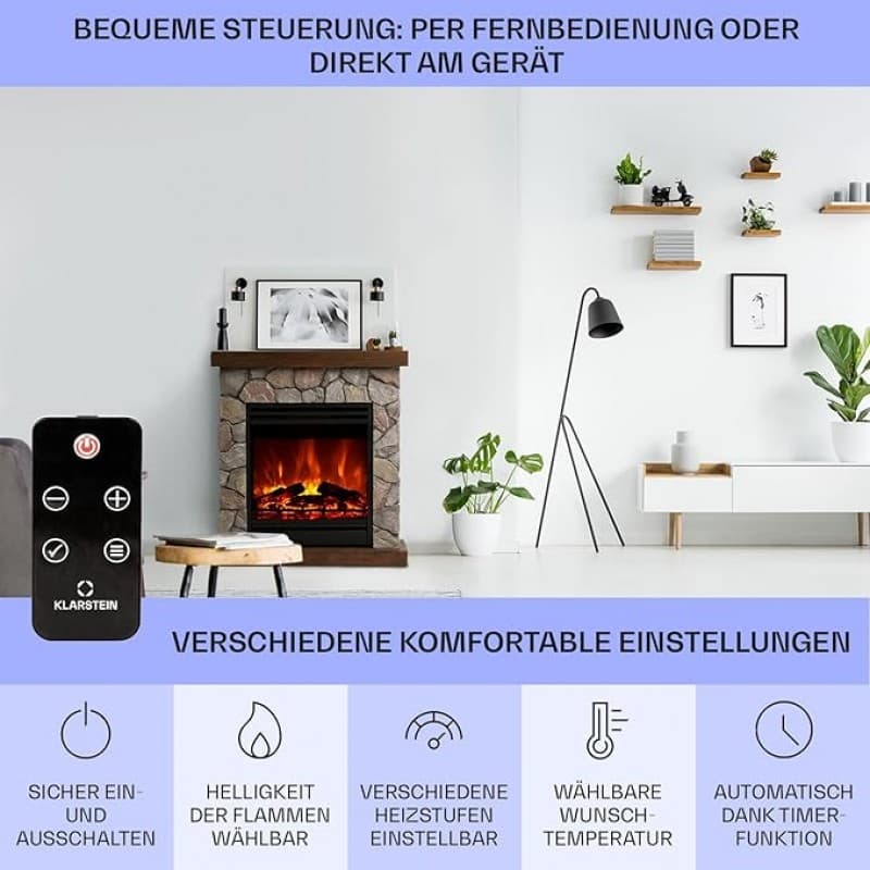 Elektrokamin mit LED-Flammeneffekt 1800 W 23 x 60 x 67 – Alternative zum Heizpilz – 5