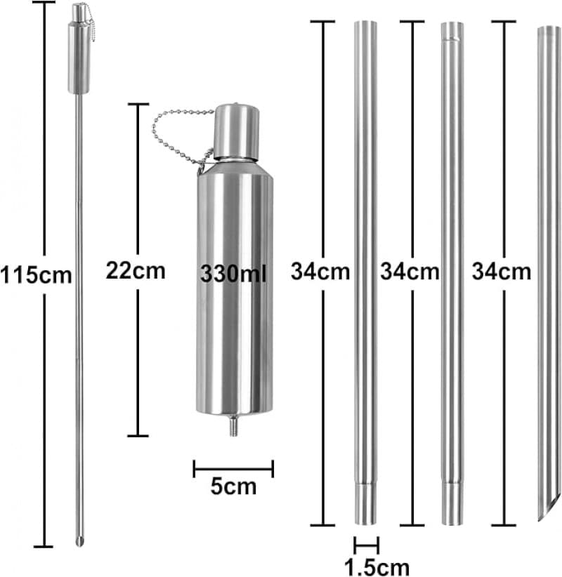 Fackeln 6er Set für draußen Edelstahl rostfrei 330 ml Ölfackeln Fackeln Hoch 115 cm lange Brenndauer – 2