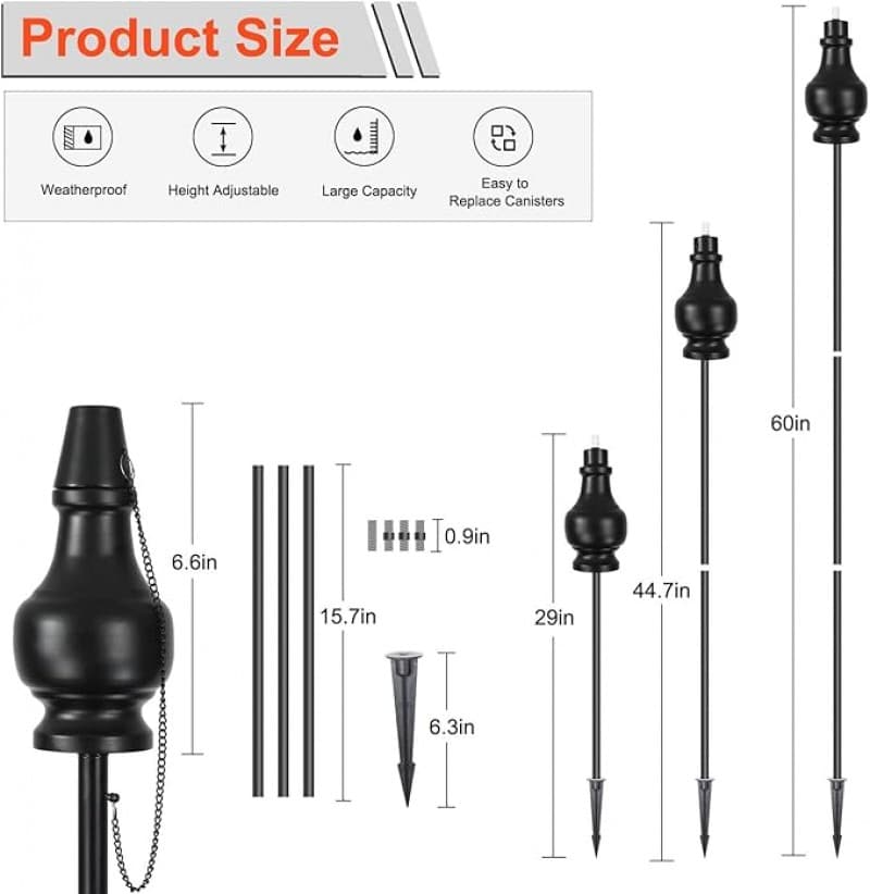 Ölfackeln für den Außenbereich 6 Stück 152,4 cm hoch Flammenfackel Ölfackel Hinterhof Terrasse Campi – 2