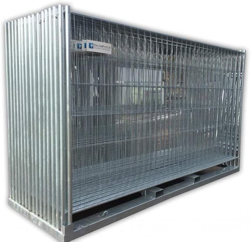 Bauzaun / Mobilzaun verzinkt 3,50 x 2 m Gewicht: ca. 13 kg – ohne Haken & Öse mit PE-Fuß Gewicht: ca