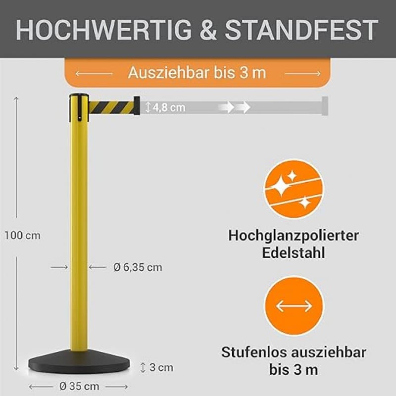 4er Gurtpfosten Set Personenleitsystem 1 Sperrband pro Pfosten Absperrung Pfostenhöhe 100 cm Gurtlän – 2