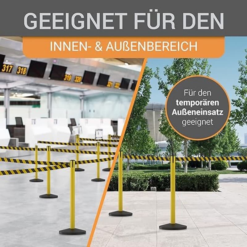4er Gurtpfosten Set Personenleitsystem 1 Sperrband pro Pfosten Absperrung Pfostenhöhe 100 cm Gurtlän – 5