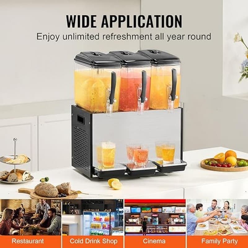 Getränkespender 3er mit eigener Kühlung 3 Tanks Saftspender 12L (pro Tank) 370W Edelstahl Eistee-Get – 5