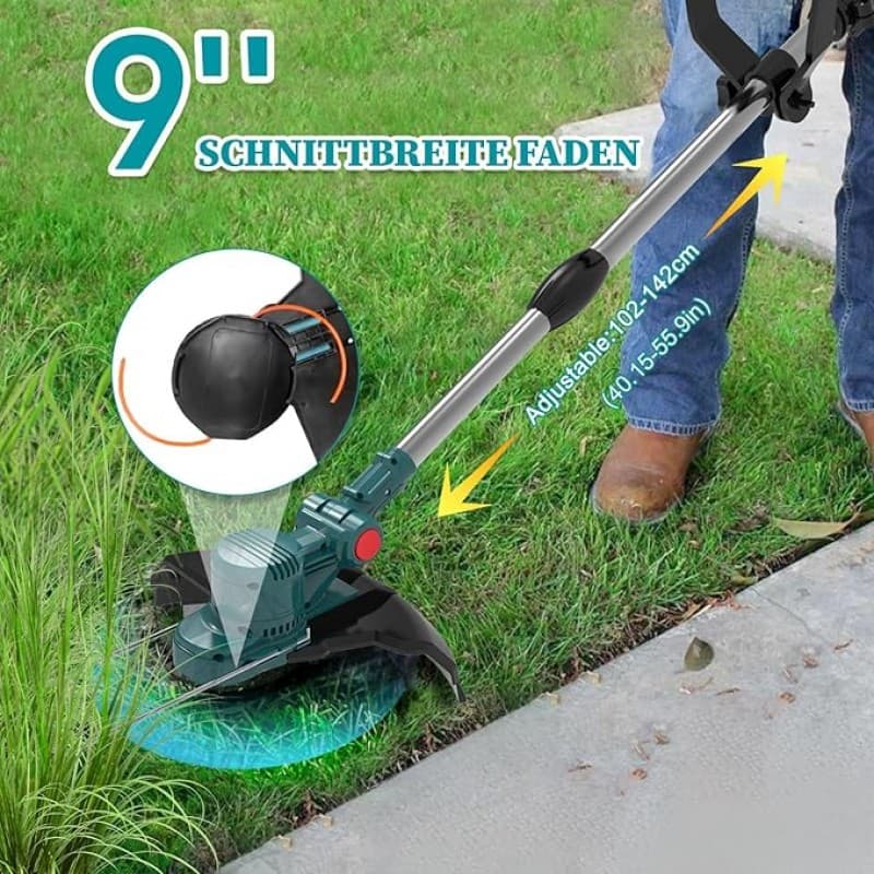 Rasentrimmer mit Akku 21 V Freischneider Kantenschneider mit Unkrautbürste Akku inkl. 2 x 4,0Ah Akku – 2