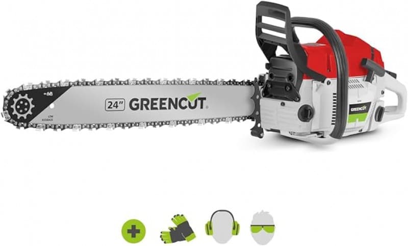 Benzin-Kettensäge mit 2-Takt 75cc 4,8 PS Motor mit 24“ Blatt, Easy-Start-Starter, Anti-Vibrationssys – 2