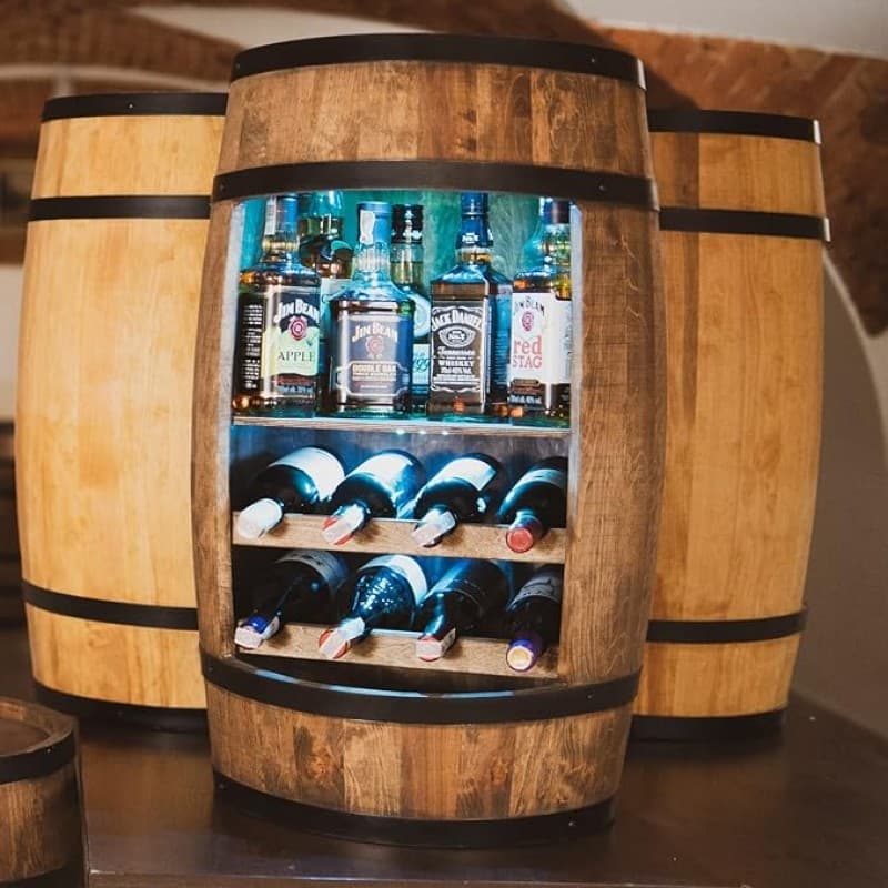 Whiskyfass Stehtisch Weinregal Weinschrank Mini Bar Alkohol Schrank mit LED – Weinfass Fass bar Wein – 3