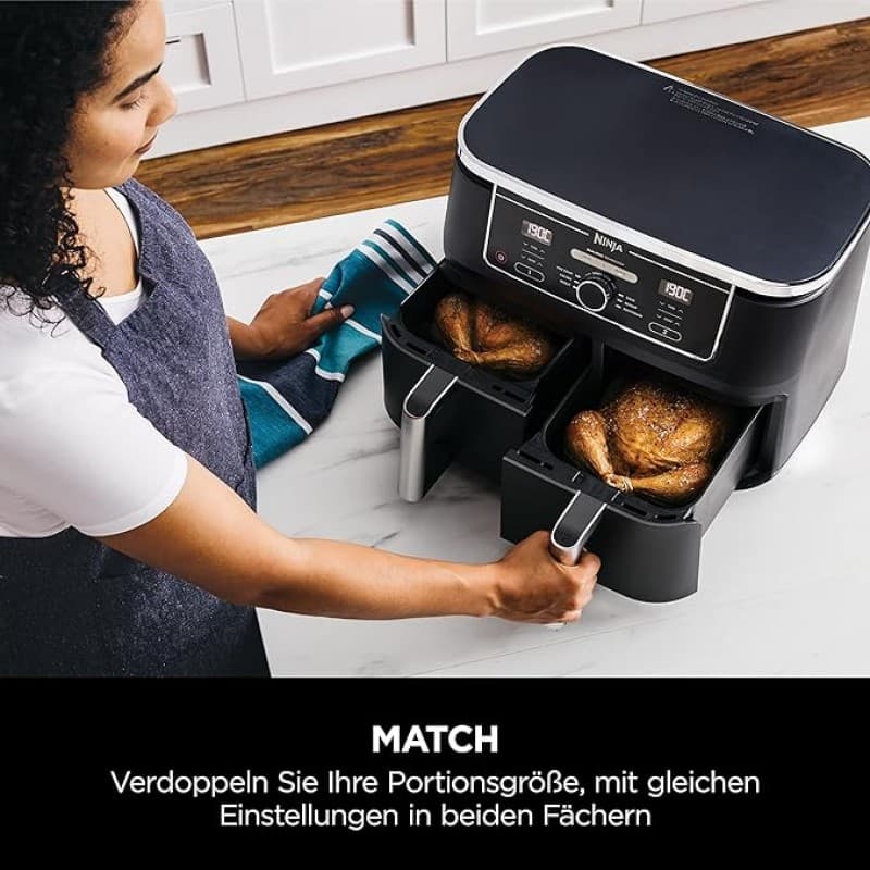 Heißluftfritteuse 2 große Frittierfächer 6 Funktionen 2 unabhängige Garzonen 9,5 Liter Fritteuse Tis – 2