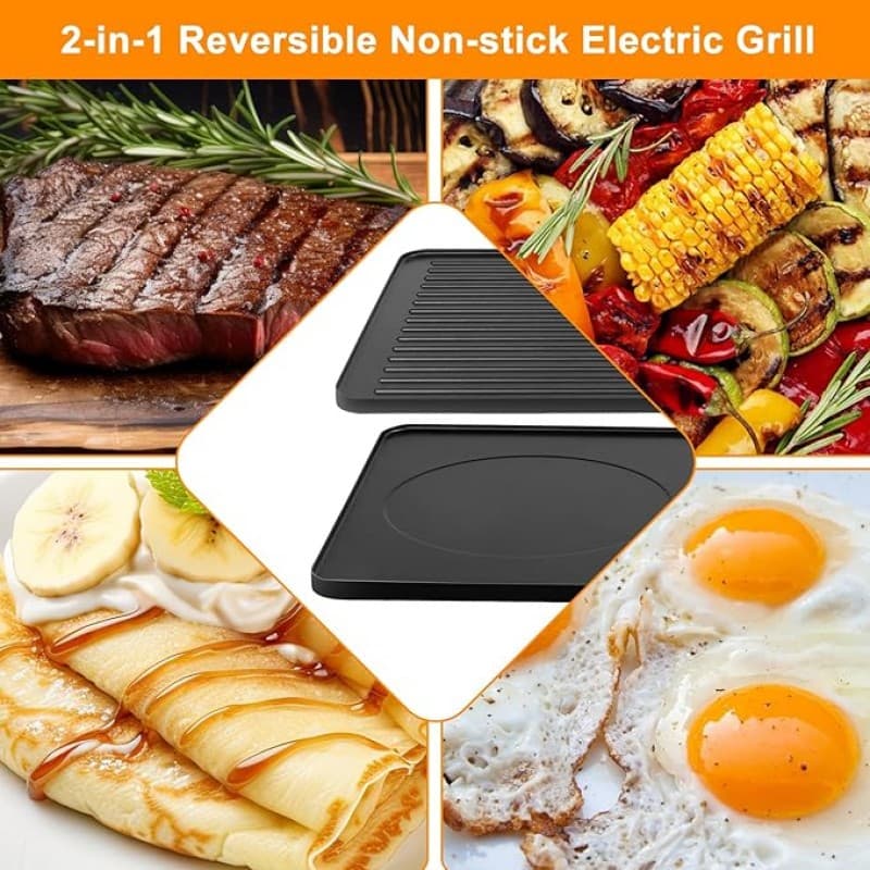 Raclettegrill elektrischer Tischgrill Raclette Elektrogrill antihaftbeschichtet wendbare Grillplatte – 3
