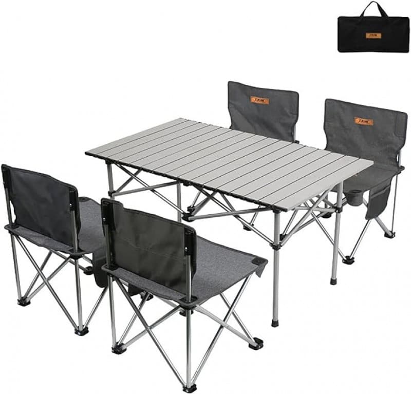 Camping-Klapptisch und -Stühle Eierrolltisch aus Aluminiumlegierung mit einfacher Tragetasche für dr