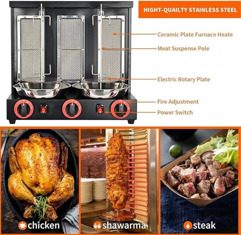 gewerblicher doppelter Gasgrill Dönergrill 3000 W Schaschlikgrill Döhnerspiess Hähnchengrill Geflüge – 2