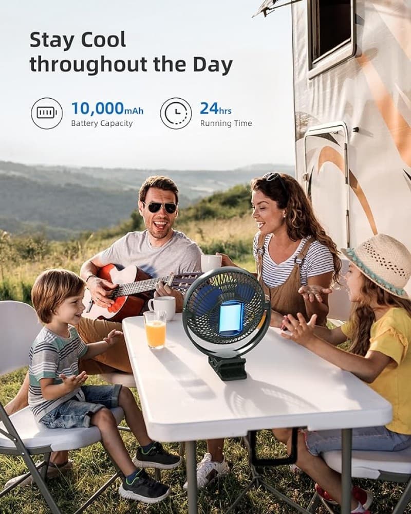 Tischventilator Clip-On-Ventilator USB mit 10.000 mAh Akku 4 Geschwindigkeiten wiederaufladbar für Z – 3