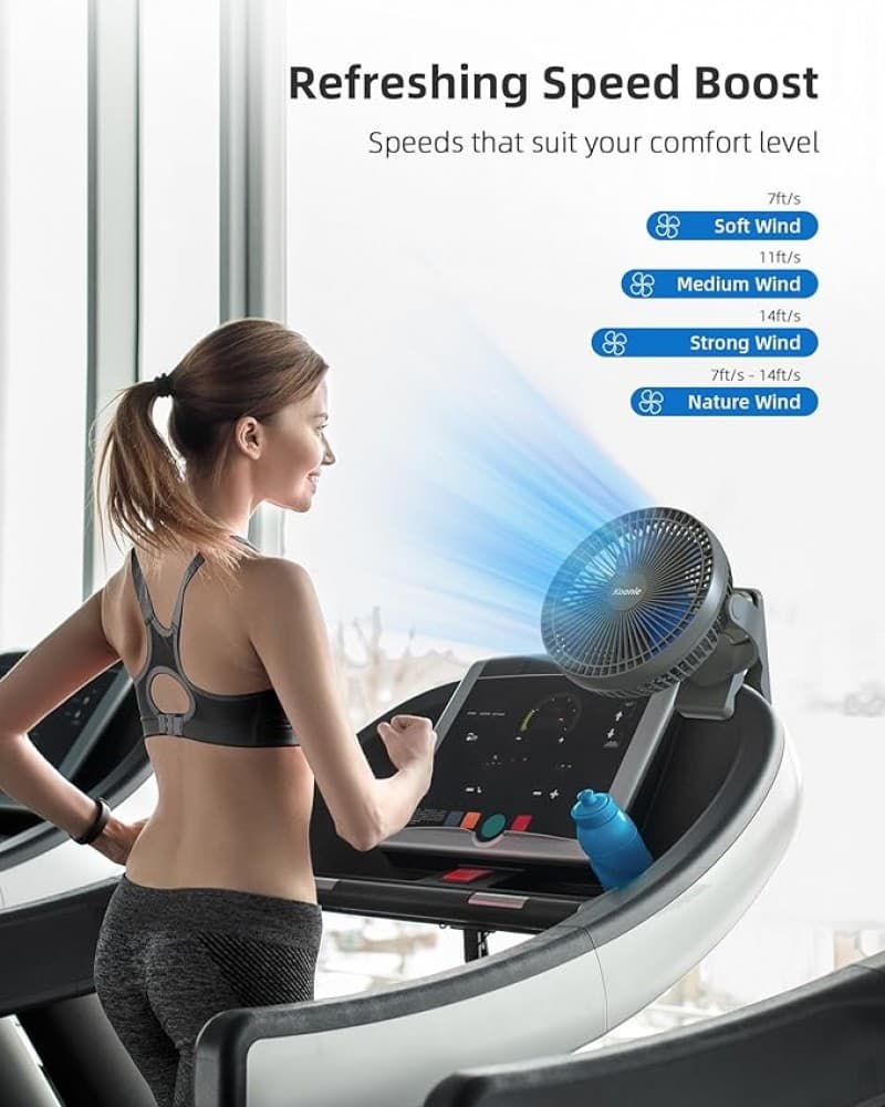 Tischventilator Clip-On-Ventilator USB mit 10.000 mAh Akku 4 Geschwindigkeiten wiederaufladbar für Z – 5