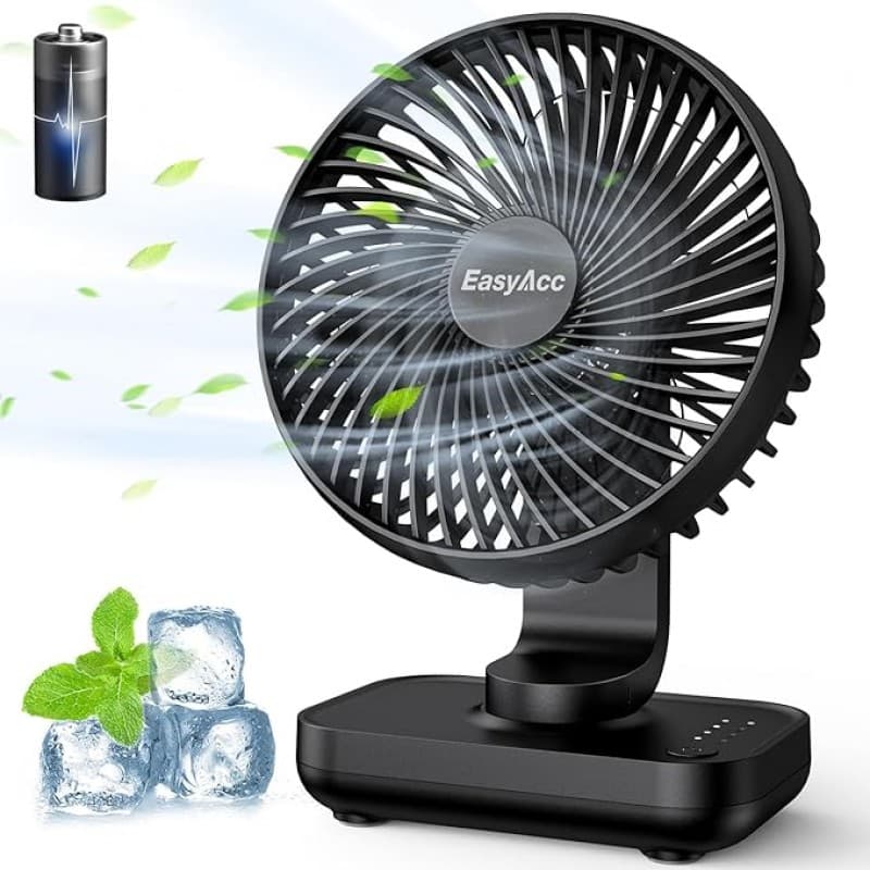 Tischventilator Akku USB-Ventilator 4000 Akku Klein Tragbar 4 Geschwindigkeiten Ventilatoren Leise M