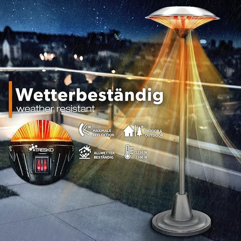 Infrarot Heizstrahler | Heizpilz Höhe 190 cm – elektrisch Heizstufen 1500 – 2500 W | Terrassenstrahl – 5