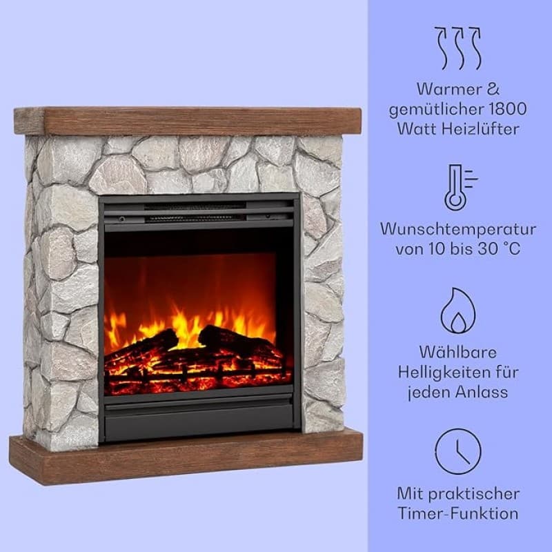 Elektrokamin mit LED-Flammeneffekt 1800 W 23 x 60 x 67 – Alternative zum Heizpilz – 3