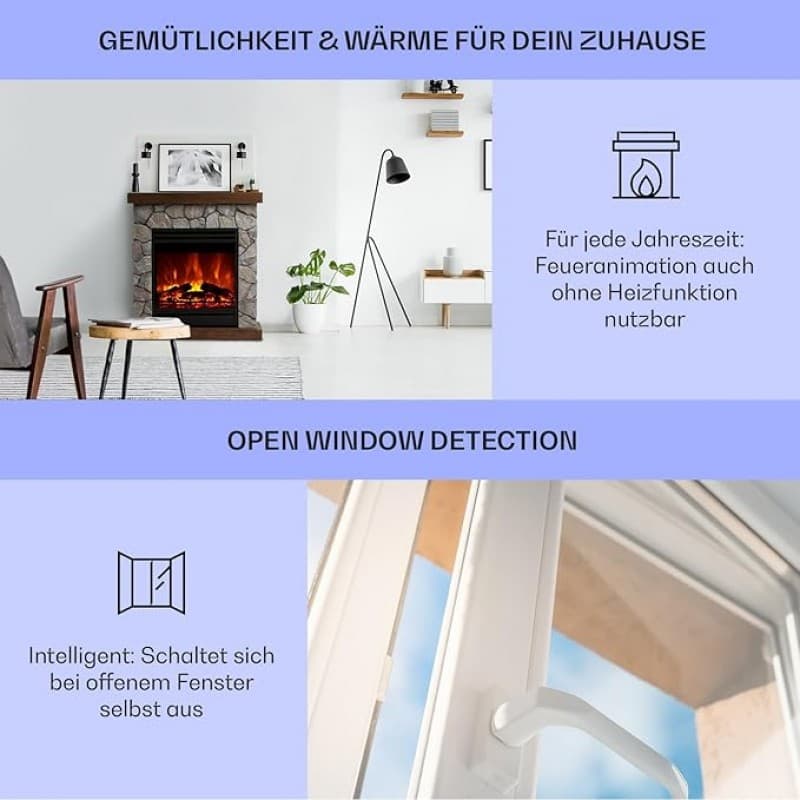 Elektrokamin mit LED-Flammeneffekt 1800 W 23 x 60 x 67 – Alternative zum Heizpilz – 4